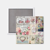 Shabby chic collage, land Victoriaans, ontkoppelin Magneet (Voorkant / Achterkant)