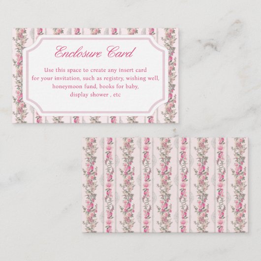 Shabby Chic Coquette Pink Bow Party Informatiekaartje (Voorkant / Achterkant)