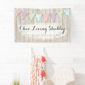 Shabby Chic Country Bunting on Rustic Painted Wood Spandoek (Insitu)