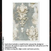 Shabby Chic Cream & Grijs Damask CV7 Decoupage Tissuepapier