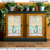 Shabby Chic Cream Pioenen, Aqua Jug DV5L Decoupage Tissuepapier