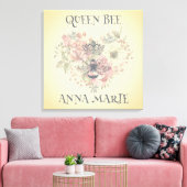Shabby Chic Crown Bee Personalized Canvas Print (Insitu (Woonkamer))