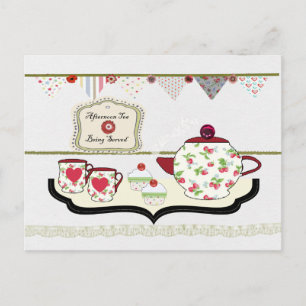 Shabby Chic Cute Tea Party Briefkaart