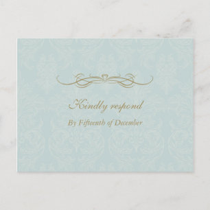 Shabby Chic  Damask Pattern Wedding RSVP Uitnodiging Briefkaart