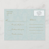 Shabby Chic Damask Pattern Wedding RSVP Uitnodiging Briefkaart (Achterkant)