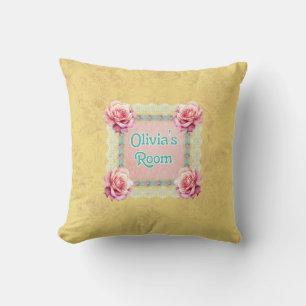 Shabby Chic Damask Roos Lace gepersonaliseerd Kussen