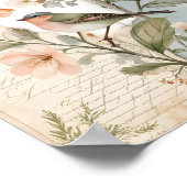 Shabby Chic Decoupage Bird Botanische Kunst Poster (Hoek)