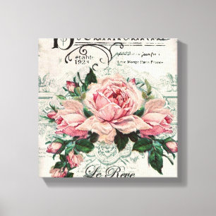 shabby chic, decoupage, victorian, french chic pa canvas afdruk