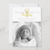 Shabby Chic Deer Photo Faire-part de naissance (Devant)