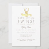 Shabby Chic Deer Twins Baby shower Invitation (Devant)