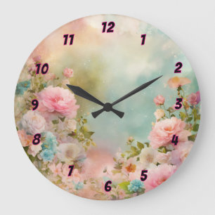Shabby chic dromerige pastelkleuren Wall Clock Grote Klok