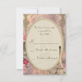 Shabby Chic Eiffel Tower & Rozen RSVP Kaartje (Achterkant)