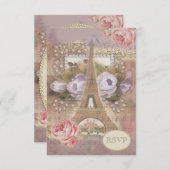 Shabby Chic Eiffel Tower RSVP (Voorkant / Achterkant)