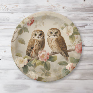 Shabby Chic Elegant Uilen Papieren Bordje