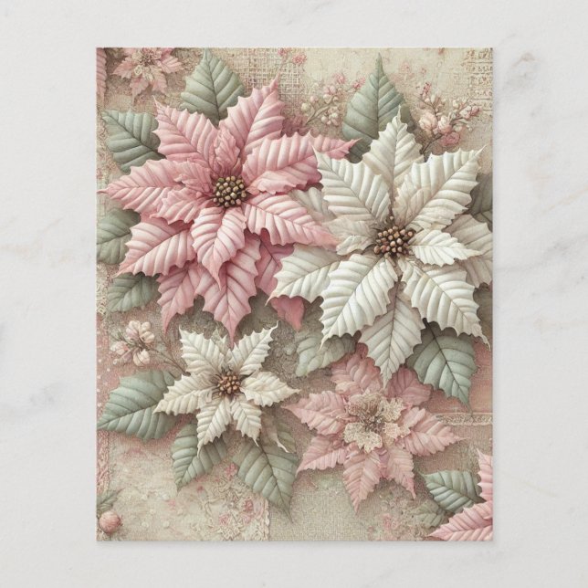 Shabby Chic Fabric Poinsettia Scrapbook Paper (Voorkant)