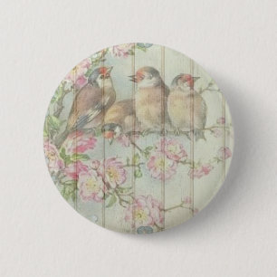  Shabby Chic Faded Floral Art Design Ronde Button 5,7 Cm