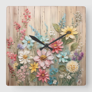 Shabby Chic Fleurs Horloge Mur