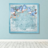 Shabby Chic Floral Birds of a Feather Canvas Afdruk (Insitu (Houten vloer))