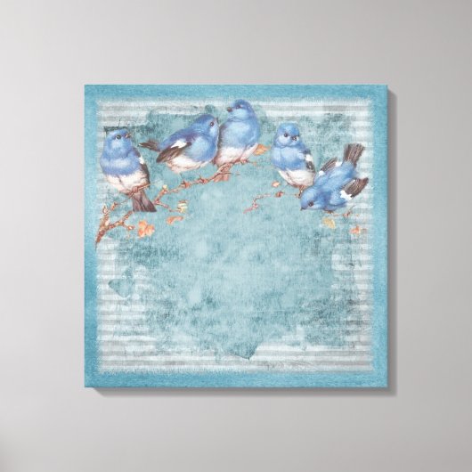 Shabby Chic Floral Birds of a Feather Canvas Afdruk (Voorkant)