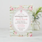 Shabby Chic Floral Bois Invitation Anniversaire (Debout devant)
