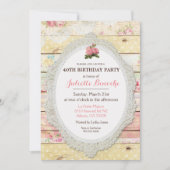 Shabby Chic Floral Bois Invitation Anniversaire (Devant)