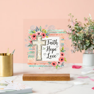 Shabby Chic floral Foi Espoir Amour