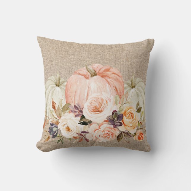 Shabby Chic Floral Pompoen kussen (Voorkant)