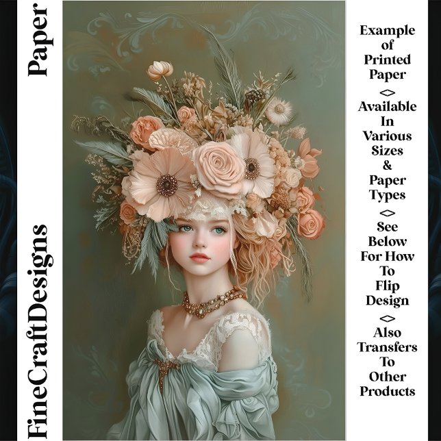 Shabby Chic Floral Portrait CN1 Papier à scandale (Créateur téléchargé)