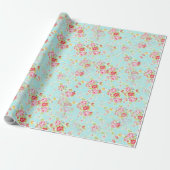 shabby chic floral roos wrappers cadeaupapier (Uitgerold)