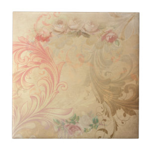 Shabby Chic Floral Tile Tegeltje