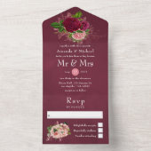 Shabby-Chic Floral Wedding All In One Uitnodiging (Binnen)