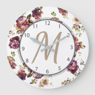 Shabby Chic Florals - Gepersonaliseerd Grote Klok