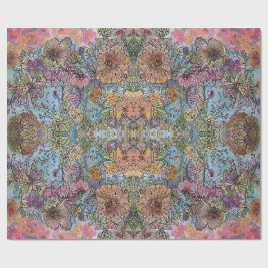 Shabby Chic Flower Garden Waterverf Schilderij Cadeaupapier (Vlak)