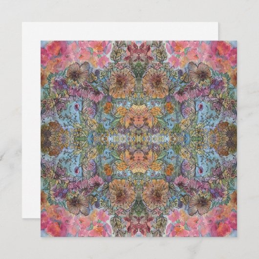 Shabby Chic Flower Garden Waterverf Schilderij Notitiekaartje (Voorkant / Achterkant)