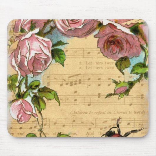  Shabby Chic Flowers & Music Collage Muismat (Voorkant)