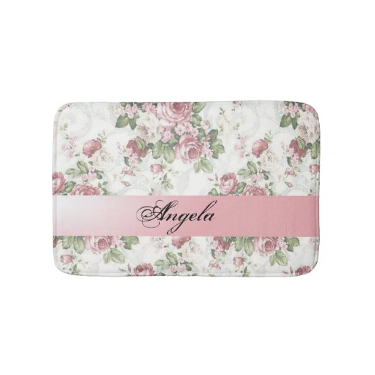  Shabby Chic Flowers-Personalized Badmat (Voorkant)