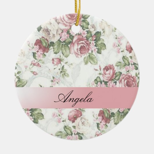  Shabby Chic Flowers-Personalized Keramisch Ornament (Voorkant)
