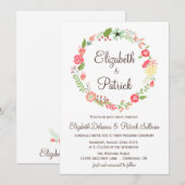 Shabby Chic Flowers Wreath Wedding Invitation Kaart (Voorkant / Achterkant)