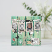 Shabby Chic Foto 80ste verjaardag Uitnodiging (Staand voorkant)