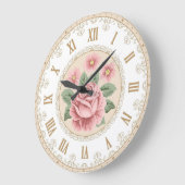 Shabby Chic Frans Amandelpastel Roze Rose Grote Klok (Hoek)