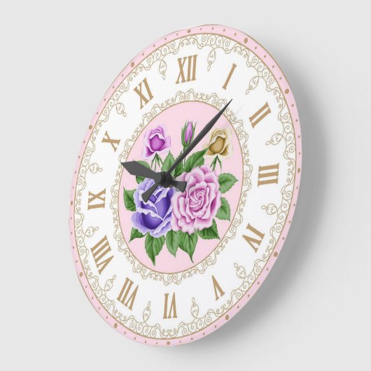 Shabby Chic Frans Goud Paarse Indigo Roos Grote Klok (Hoek)