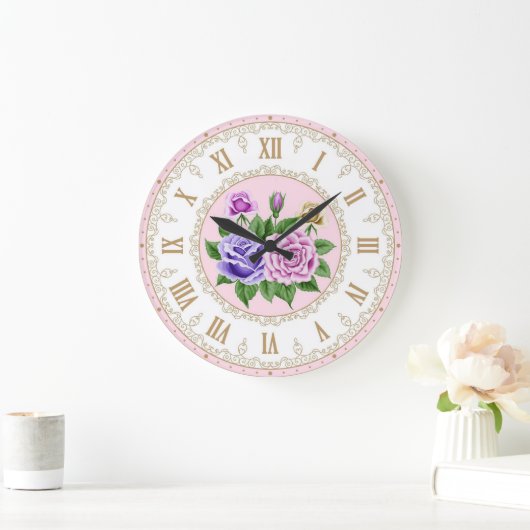 Shabby Chic Frans Goud Paarse Indigo Roos Grote Klok (Huis)