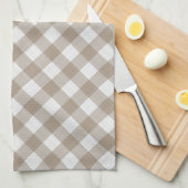 Shabby Chic Frans Licht Taupe Bruin Wit Check Theedoek (Quarter Fold)