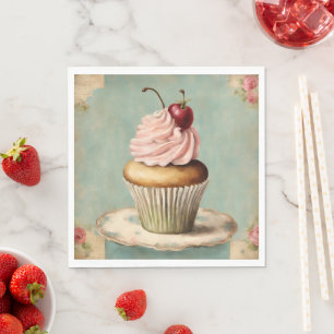 Shabby Chic  Franse Country Pink Cupcake Servet