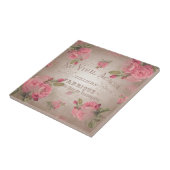 Shabby Chic franse  rozen roze florale roos Tegeltje (Zijkant)