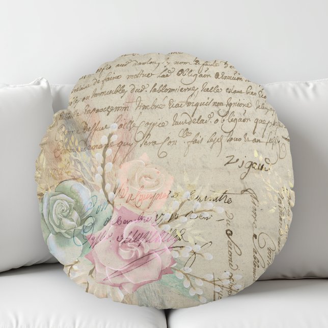 Shabby Chic French Country Floral Rond Kussen (Creator heeft geüpload)