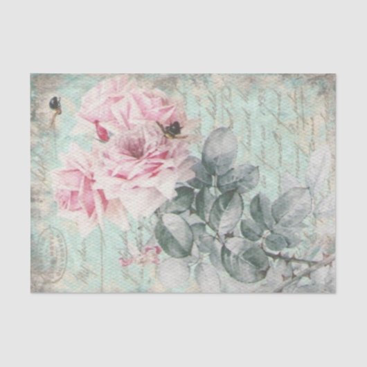 Shabby Chic  French Pink Floral Tissuepapier (Voorkant)