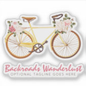 Shabby Chic  Geel Fiets Rozen Naam Logo Sticker (Voorkant)
