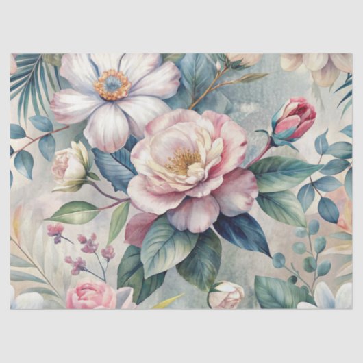 Shabby Chic  geïnspireerde pastelbloem Tissuepapier (Voorkant)