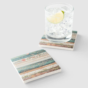 Shabby chic gemengde patronen stenen onderzetter